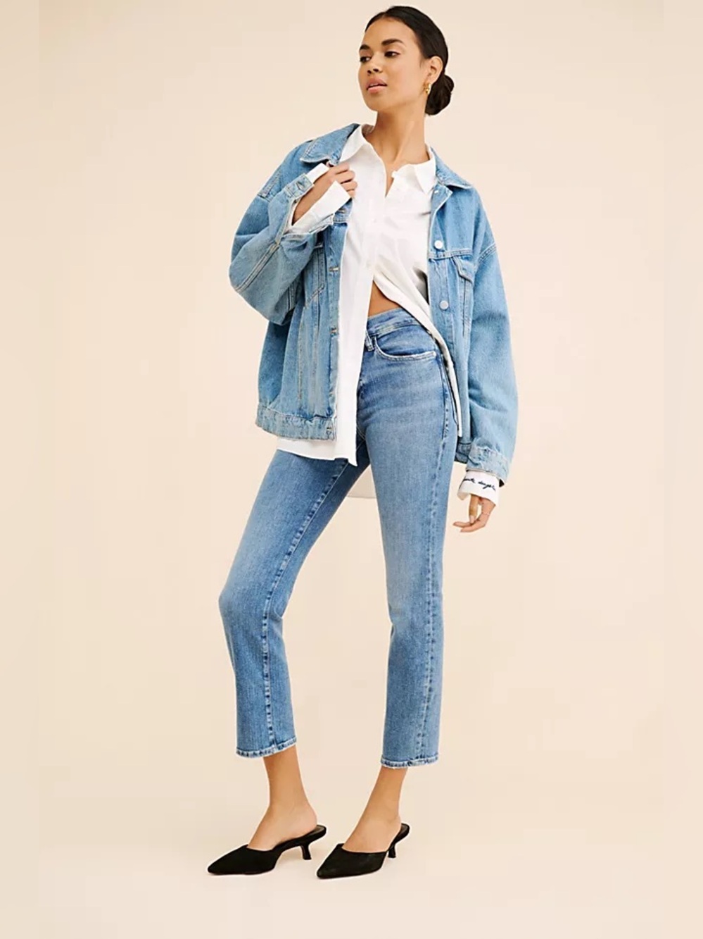 FRAME Le High Straight Medium Wash Jeans - Picture 1 of 4